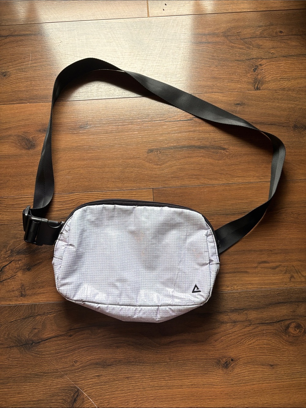 Women's Light Gray Crossbody Bag with Black Strap